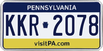 PA license plate KKR2078