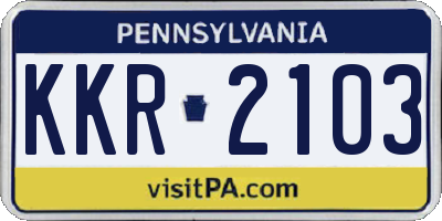 PA license plate KKR2103