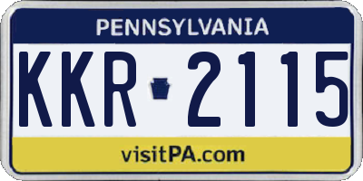 PA license plate KKR2115