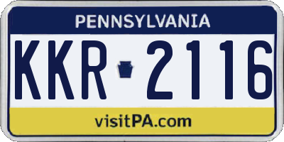 PA license plate KKR2116