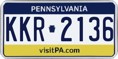 PA license plate KKR2136