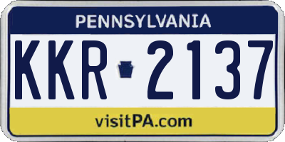 PA license plate KKR2137