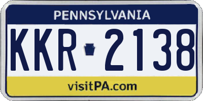 PA license plate KKR2138
