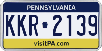 PA license plate KKR2139