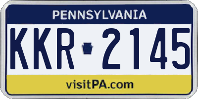 PA license plate KKR2145