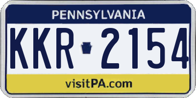 PA license plate KKR2154
