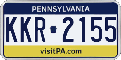 PA license plate KKR2155