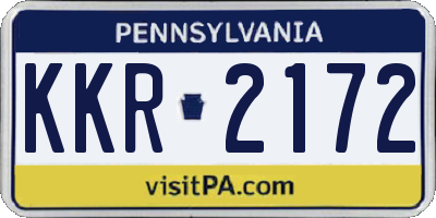 PA license plate KKR2172