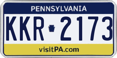 PA license plate KKR2173
