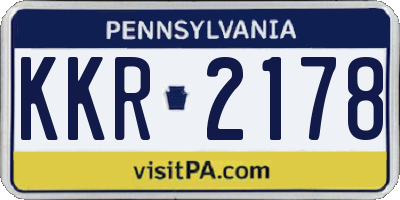 PA license plate KKR2178