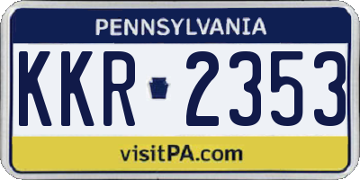 PA license plate KKR2353