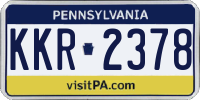 PA license plate KKR2378