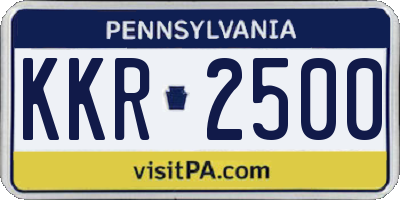 PA license plate KKR2500