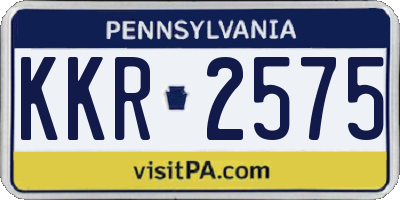 PA license plate KKR2575