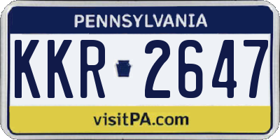PA license plate KKR2647