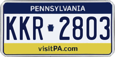 PA license plate KKR2803