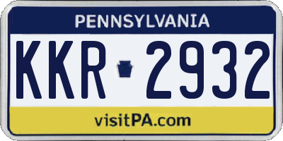 PA license plate KKR2932