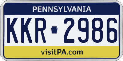 PA license plate KKR2986