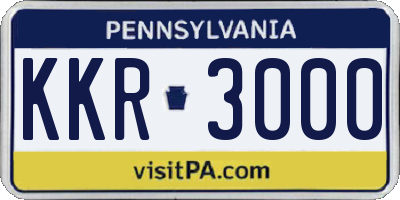 PA license plate KKR3000