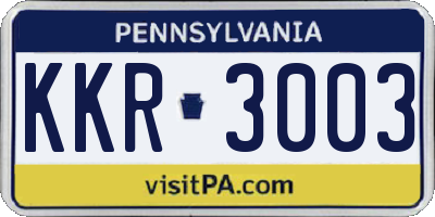PA license plate KKR3003
