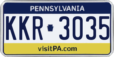 PA license plate KKR3035