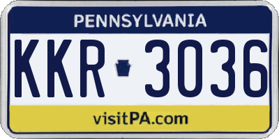 PA license plate KKR3036