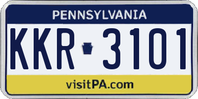 PA license plate KKR3101