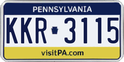 PA license plate KKR3115