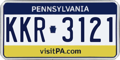 PA license plate KKR3121
