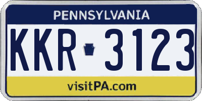 PA license plate KKR3123