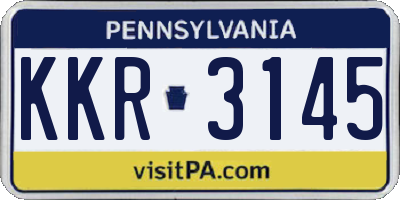 PA license plate KKR3145