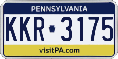 PA license plate KKR3175
