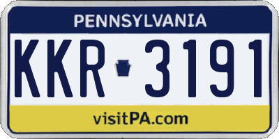 PA license plate KKR3191