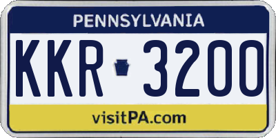 PA license plate KKR3200