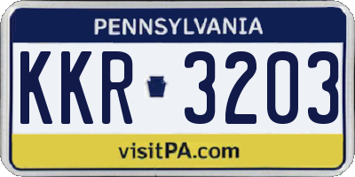 PA license plate KKR3203