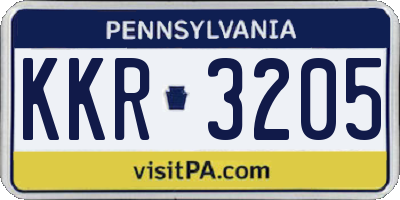 PA license plate KKR3205