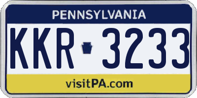 PA license plate KKR3233