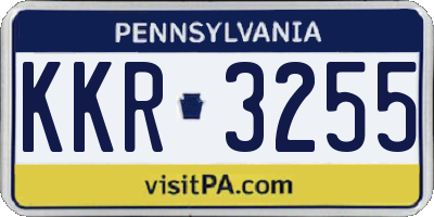 PA license plate KKR3255