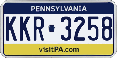 PA license plate KKR3258