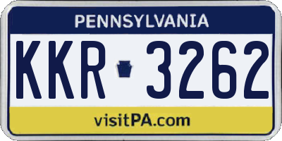 PA license plate KKR3262