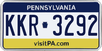 PA license plate KKR3292