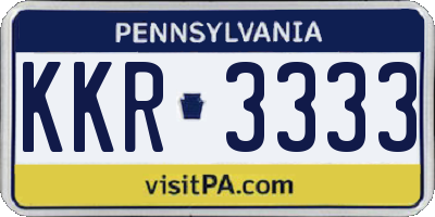 PA license plate KKR3333