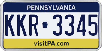 PA license plate KKR3345