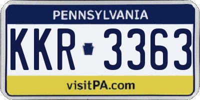 PA license plate KKR3363