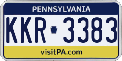 PA license plate KKR3383