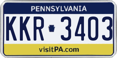 PA license plate KKR3403