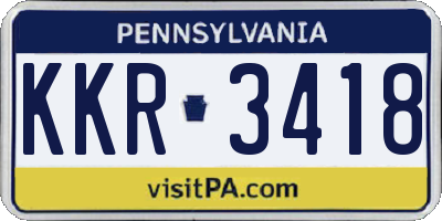 PA license plate KKR3418