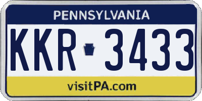 PA license plate KKR3433