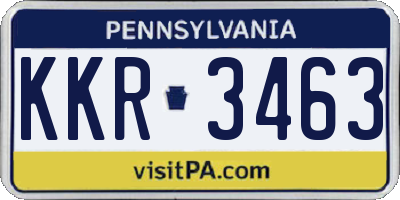 PA license plate KKR3463