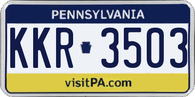 PA license plate KKR3503